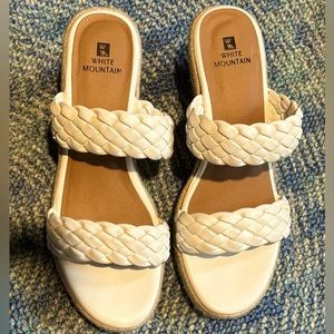 White Mountain White Sandal Wedges
